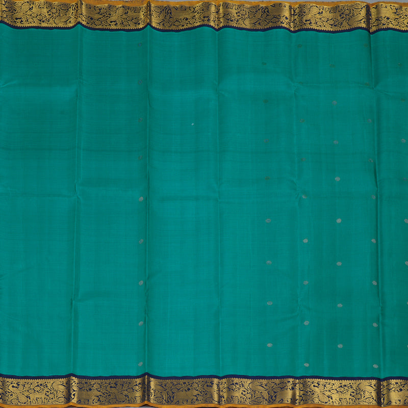 Hayagrivas Handloom Rama Green Kanjivaram Silk Saree with Navy Blue Border KBF325E3-1