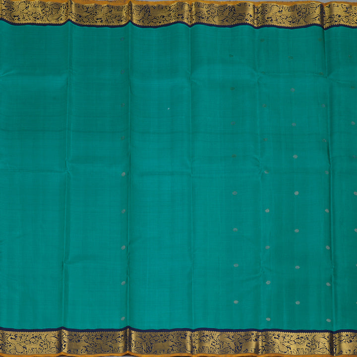 Hayagrivas Handloom Rama Green Kanjivaram Silk Saree with Navy Blue Border KBF325E3-1