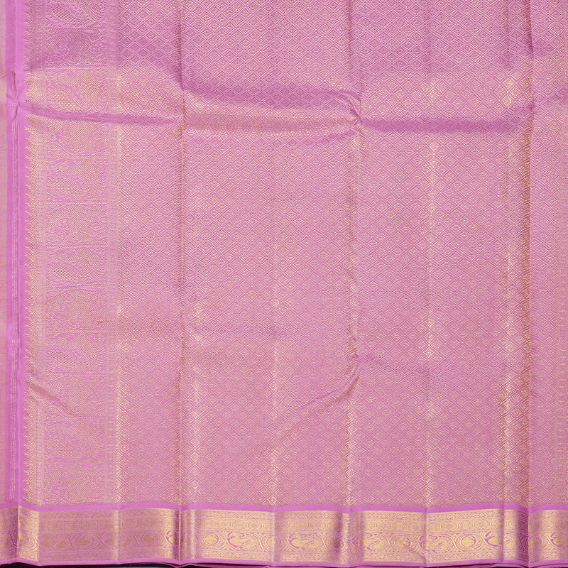 Hayagrivas Handloom Yellow Kanjivaram Silk Saree with Lotus Pink Border KBF325E4-1