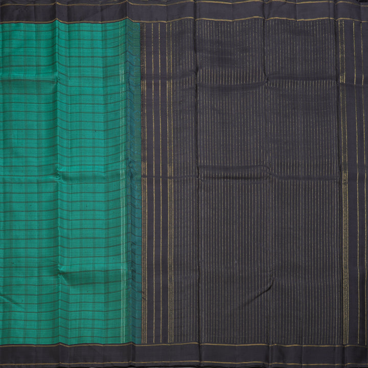 Hayagrivas Handloom Peacock Green Kanjivaram Silk Saree with Deep Nagapazham Border KBF325E6-1