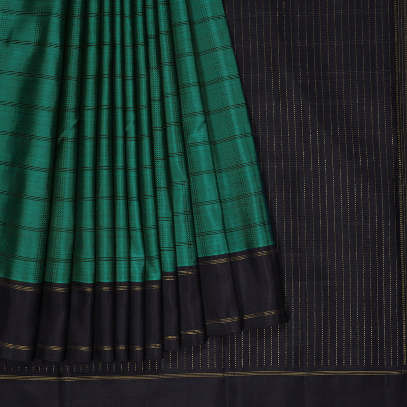 Hayagrivas Handloom Peacock Green Kanjivaram Silk Saree with Deep Nagapazham Border KBF325E6-1