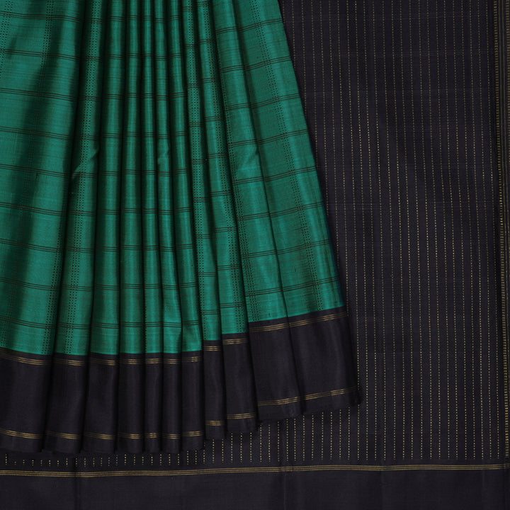 Hayagrivas Handloom Peacock Green Kanjivaram Silk Saree with Deep Nagapazham Border KBF325E6-1