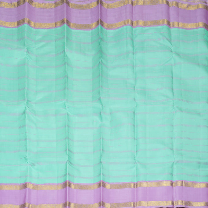 Hayagrivas Handloom Pastel Green Kanjivaram Silk Saree with Lilac Border KBF326E2-1