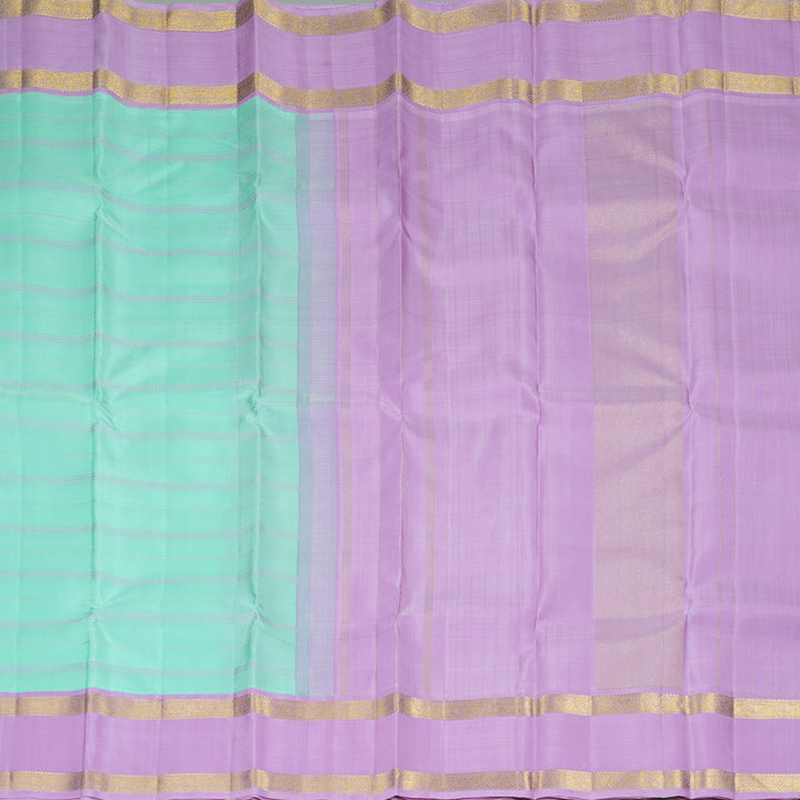 Hayagrivas Handloom Pastel Green Kanjivaram Silk Saree with Lilac Border KBF326E2-1