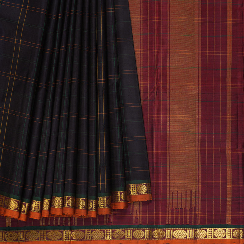 Hayagrivas Handloom Black Kanjivaram Silk Saree KBF326E4-1