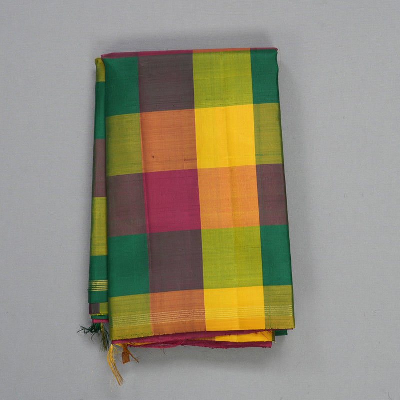 Hayagrivas Handloom Multicolour Checks Kanjivaram Silk Saree KBF326E5-1