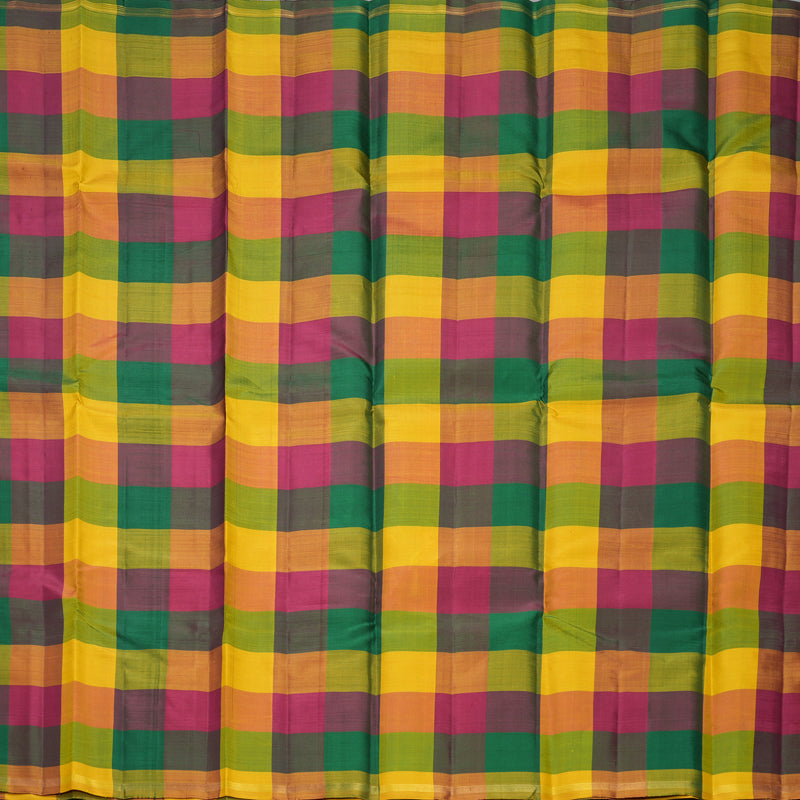Hayagrivas Handloom Multicolour Checks Kanjivaram Silk Saree KBF326E5-1