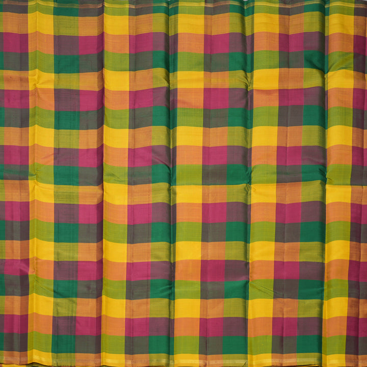 Hayagrivas Handloom Multicolour Checks Kanjivaram Silk Saree KBF326E5-1
