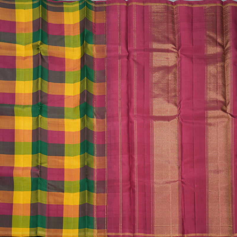 Hayagrivas Handloom Multicolour Checks Kanjivaram Silk Saree KBF326E5-1