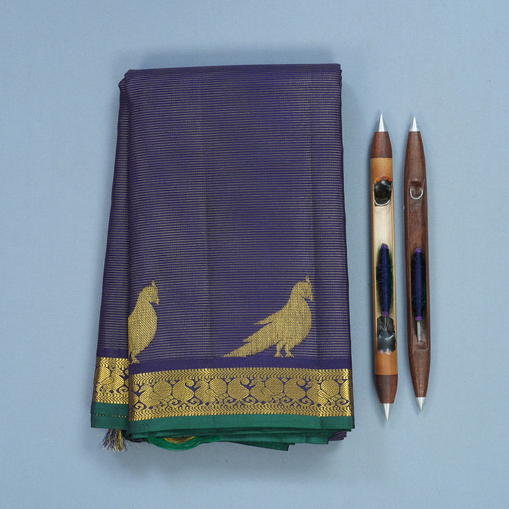 Hayagrivas Handloom Navy Blue Kanjivaram Silk Saree KBF326E9-1