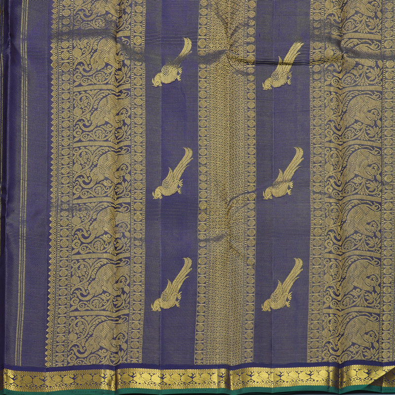 Hayagrivas Handloom Navy Blue Kanjivaram Silk Saree KBF326E9-1