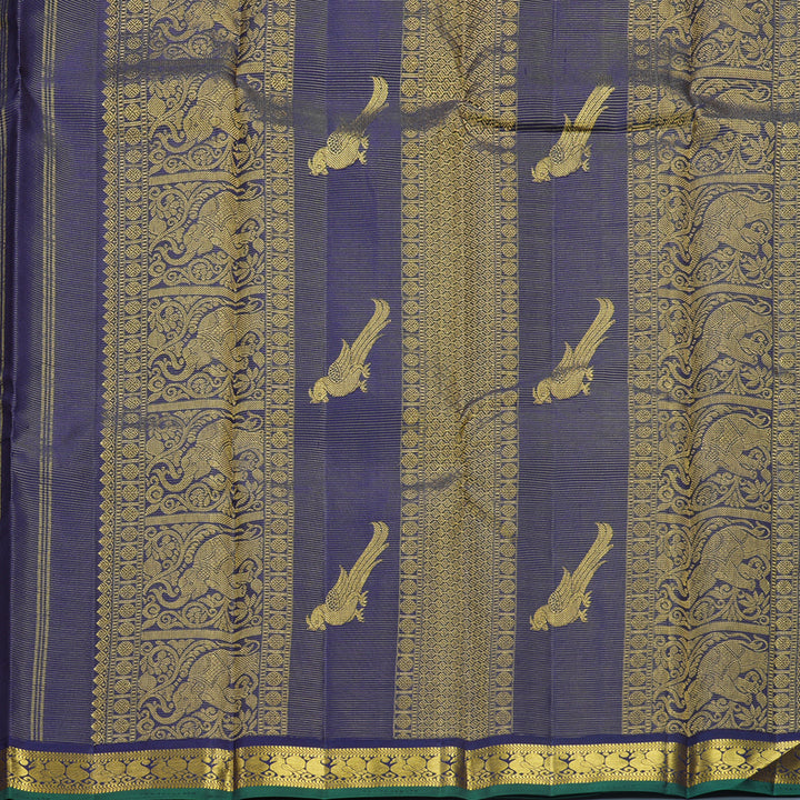 Hayagrivas Handloom Navy Blue Kanjivaram Silk Saree KBF326E9-1