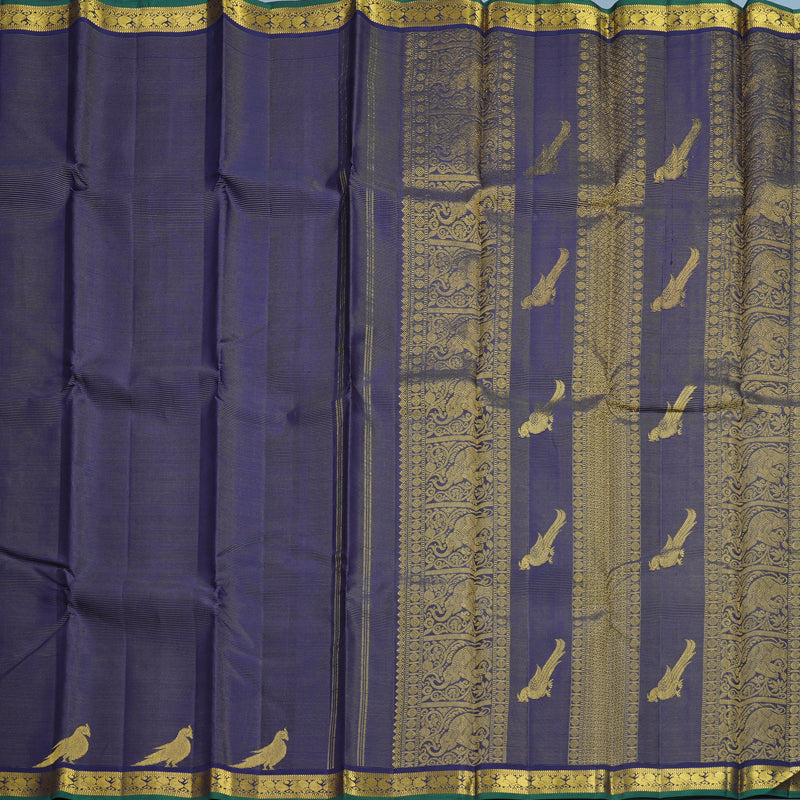 Hayagrivas Handloom Navy Blue Kanjivaram Silk Saree KBF326E9-1