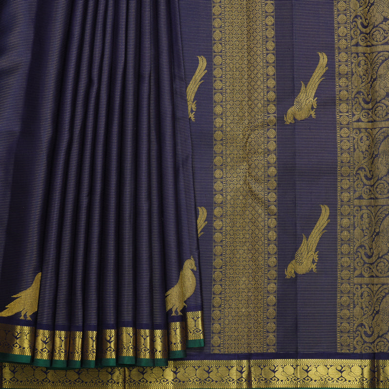 Hayagrivas Handloom Navy Blue Kanjivaram Silk Saree KBF326E9-1