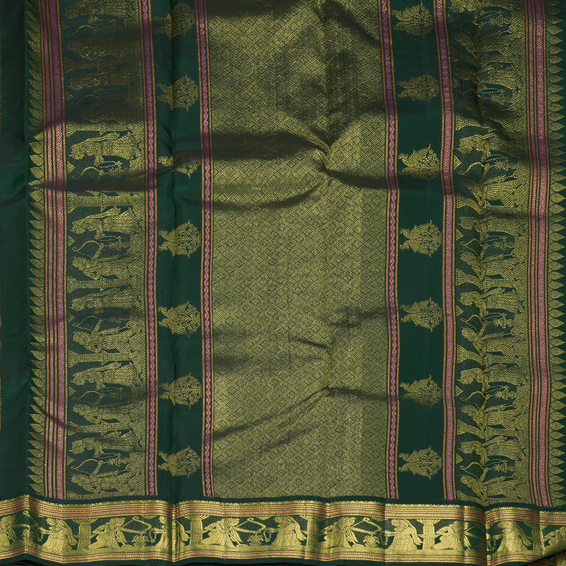 Hayagrivas Handloom Baby Pink Kanjivaram Silk Saree with Bottle Green Border KBF328E1-1