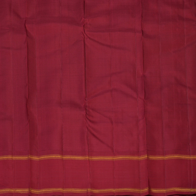 Hayagrivas Handloom Green & Black Checks Kanjivaram Silk Saree with Maroon Border KBF32D4-1