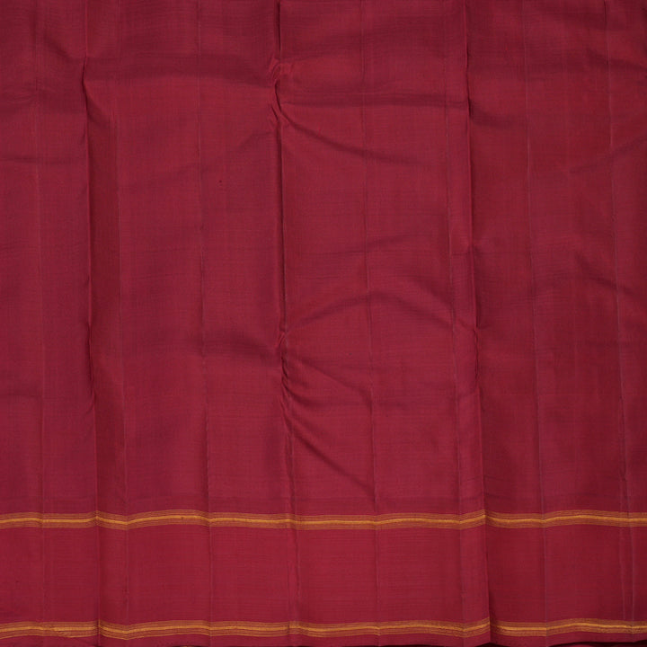 Hayagrivas Handloom Green & Black Checks Kanjivaram Silk Saree with Maroon Border KBF32D4-1