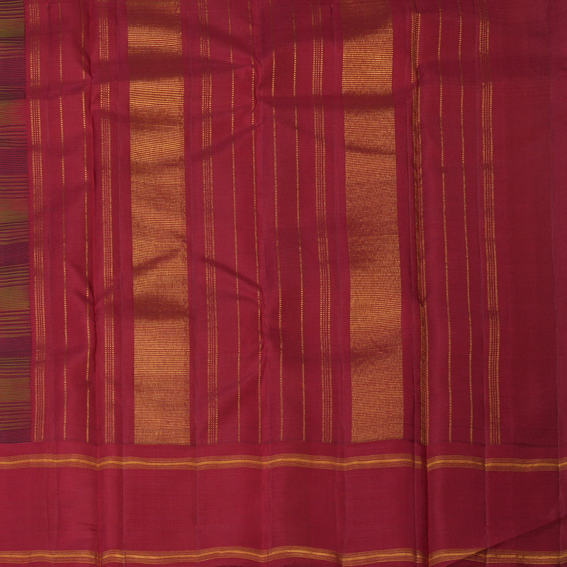 Hayagrivas Handloom Green & Black Checks Kanjivaram Silk Saree with Maroon Border KBF32D4-1