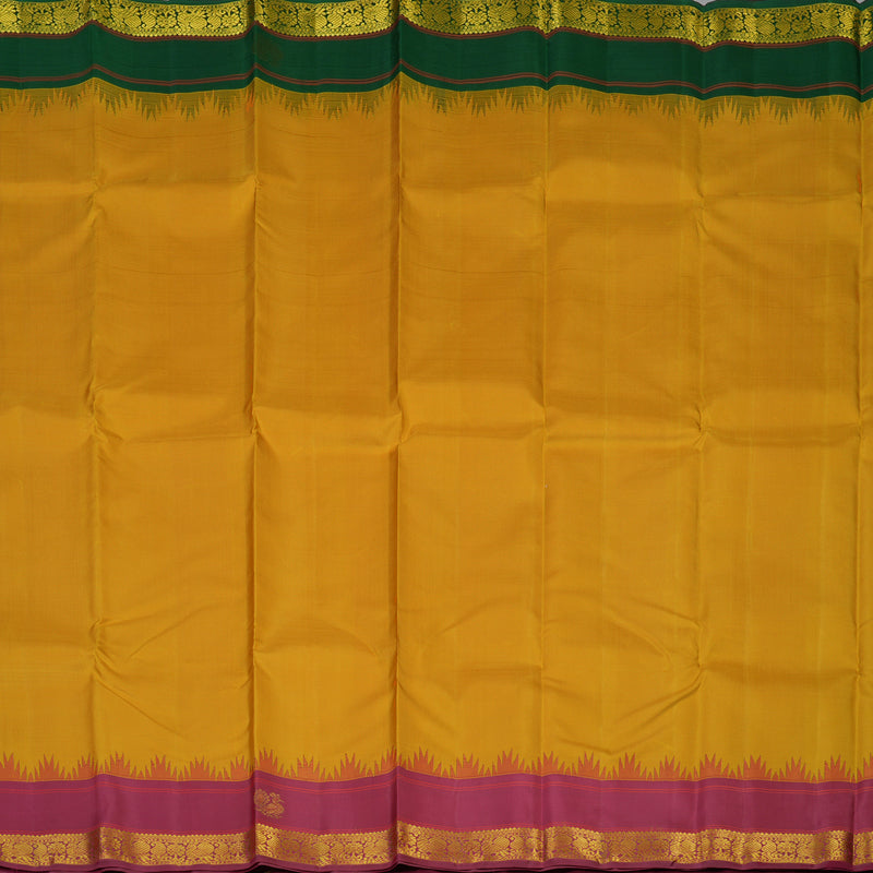 Hayagrivas Handloom Manjal Kanjivaram Silk Saree with Ganga Jamuna Border KBF32D5-1