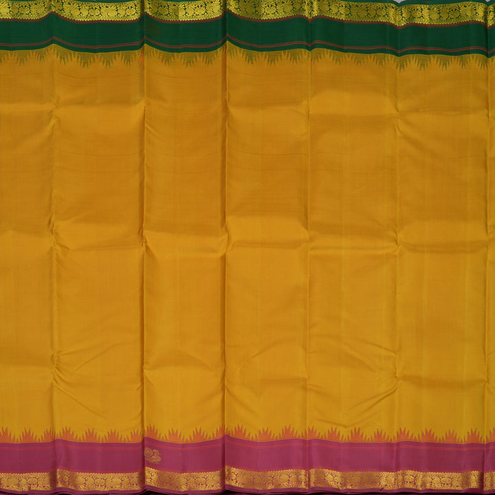 Hayagrivas Handloom Manjal Kanjivaram Silk Saree with Ganga Jamuna Border KBF32D5-1