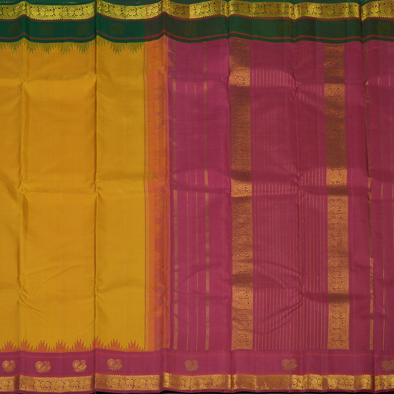 Hayagrivas Handloom Manjal Kanjivaram Silk Saree with Ganga Jamuna Border KBF32D5-1
