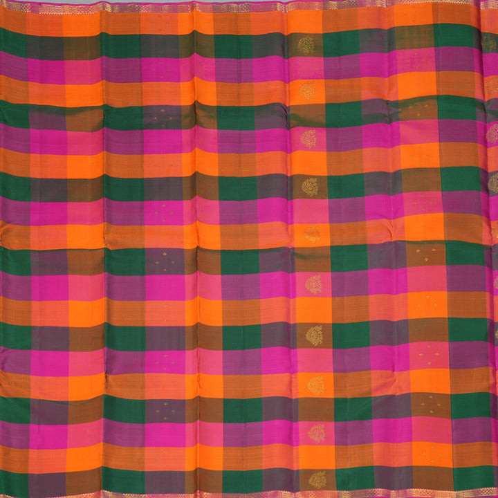 Hayagrivas Handloom Multicolour Checks Kanjivaram Silk Saree KBF330E1-1