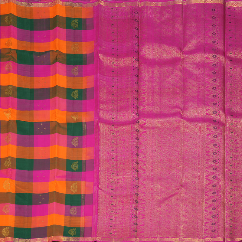 Hayagrivas Handloom Multicolour Checks Kanjivaram Silk Saree KBF330E1-1