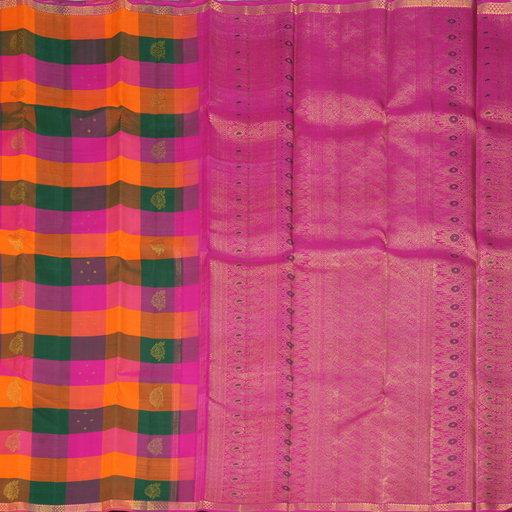 Hayagrivas Handloom Multicolour Checks Kanjivaram Silk Saree KBF330E1-1