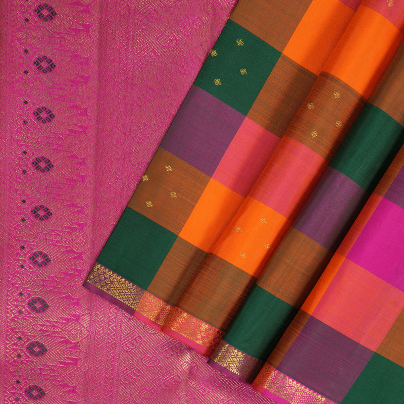 Hayagrivas Handloom Multicolour Checks Kanjivaram Silk Saree KBF330E1-1