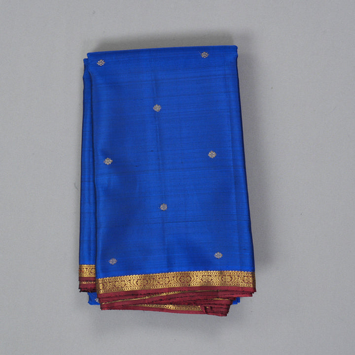 Hayagrivas Handloom MS Blue Kanjivaram Silk Saree with Wine Maroon Border KBF330E2-1
