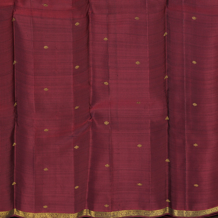 Hayagrivas Handloom MS Blue Kanjivaram Silk Saree with Wine Maroon Border KBF330E2-1