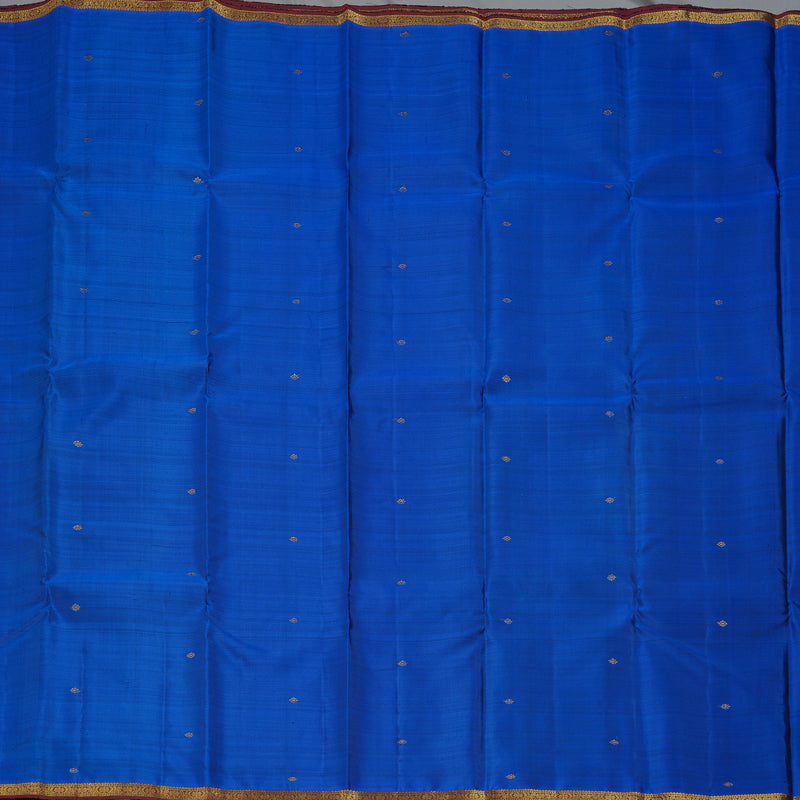 Hayagrivas Handloom MS Blue Kanjivaram Silk Saree with Wine Maroon Border KBF330E2-1