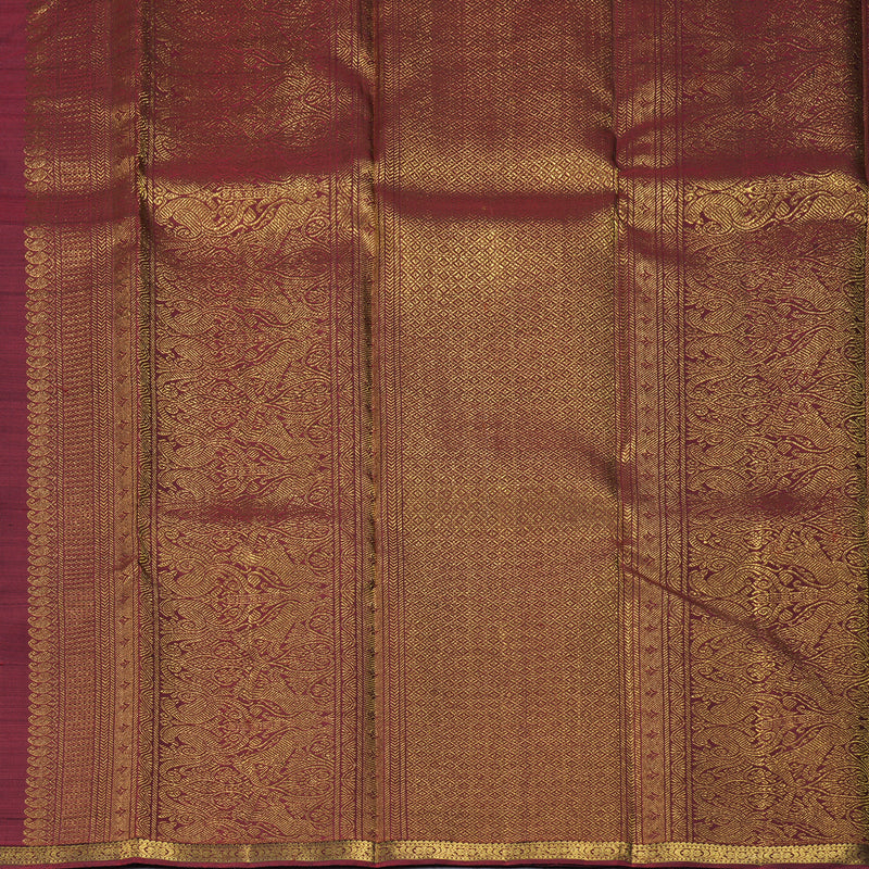 Hayagrivas Handloom MS Blue Kanjivaram Silk Saree with Wine Maroon Border KBF330E2-1