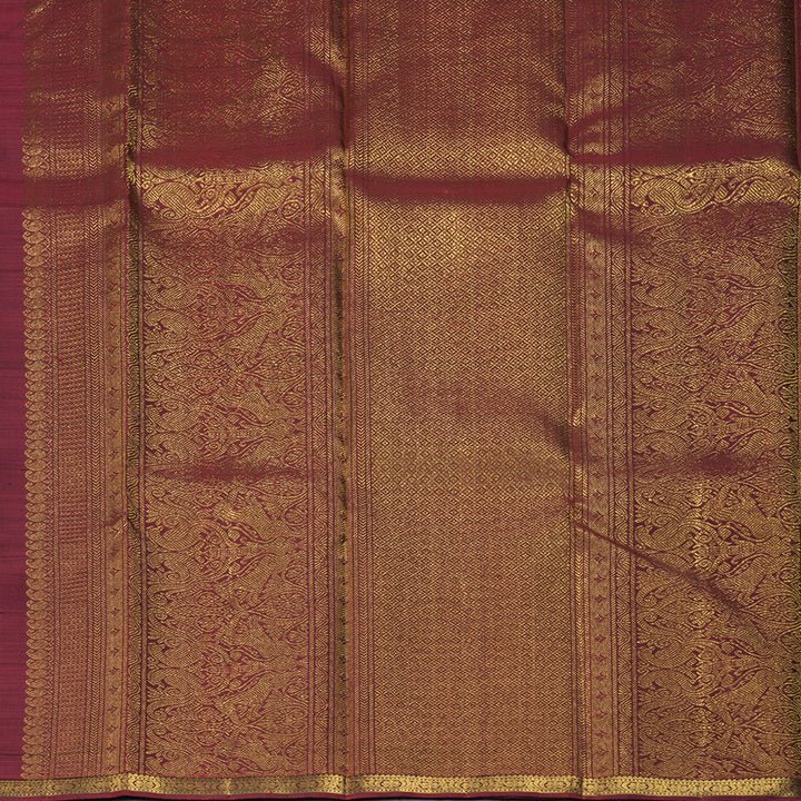 Hayagrivas Handloom MS Blue Kanjivaram Silk Saree with Wine Maroon Border KBF330E2-1