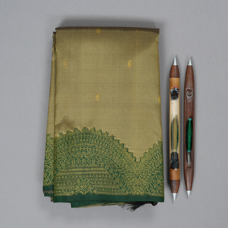 Hayagrivas Handloom Khaki Brown Kanjivaram Silk Saree KBF330E4-1