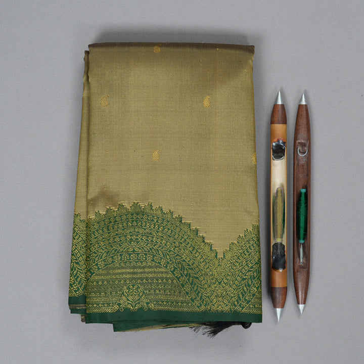 Hayagrivas Handloom Khaki Brown Kanjivaram Silk Saree KBF330E4-1
