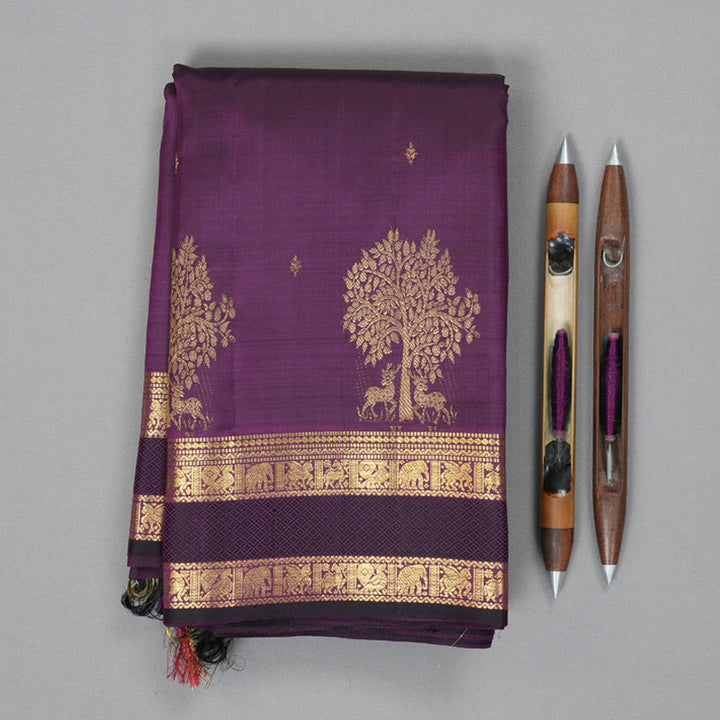 Hayagrivas Handloom Purple Kanjivaram Silk Saree KBF331E1-2