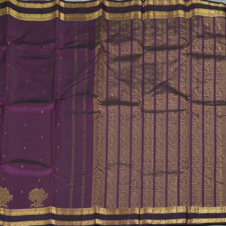 Hayagrivas Handloom Purple Kanjivaram Silk Saree KBF331E1-2