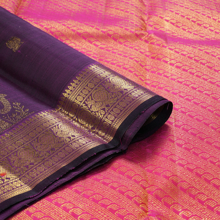 Hayagrivas Handloom Purple Kanjivaram Silk Saree KBF331E1-3