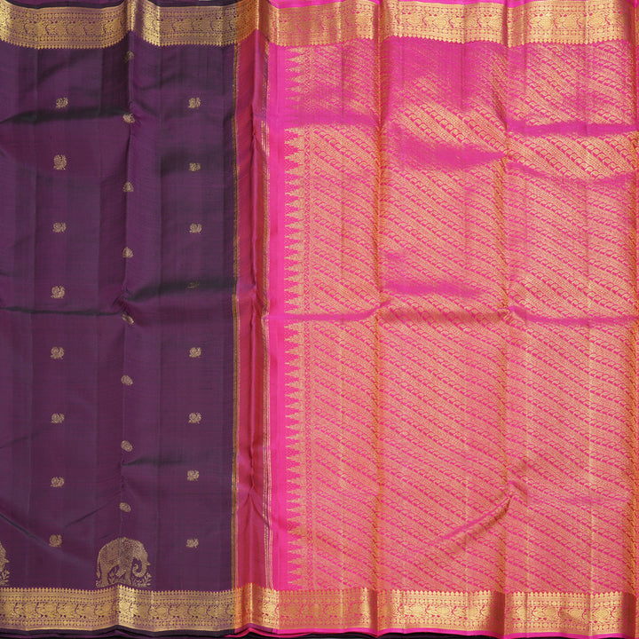 Hayagrivas Handloom Purple Kanjivaram Silk Saree KBF331E1-3