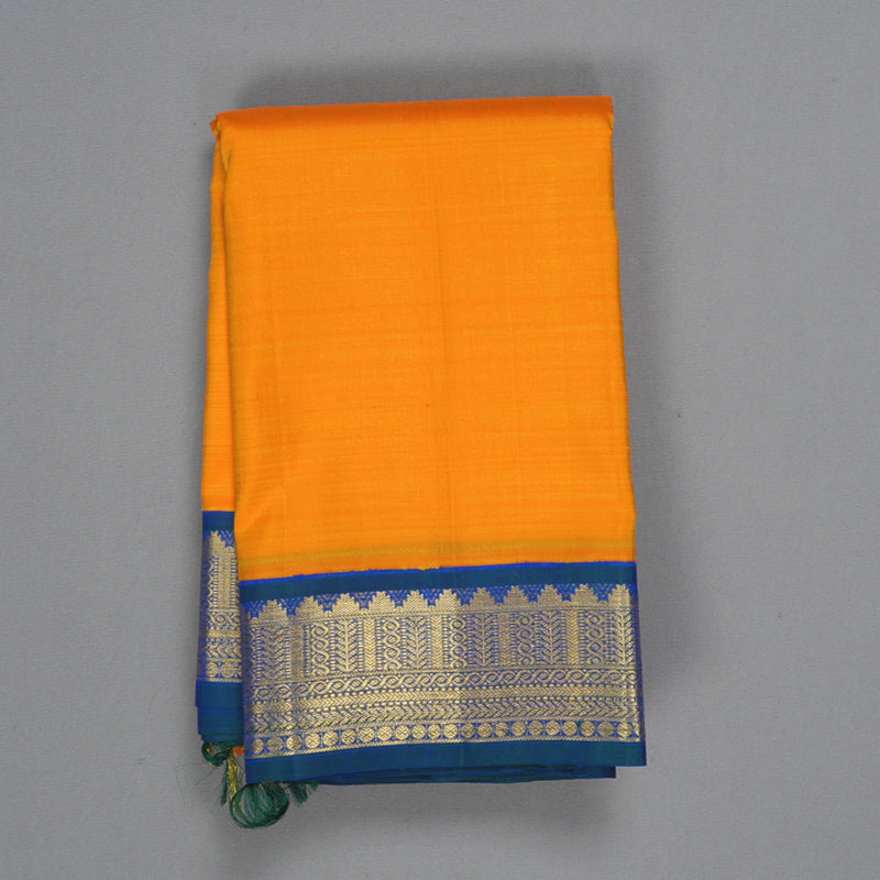 Hayagrivas Handloom Mambazham Orange Kanjivaram Silk Saree with Mayilkazhuthu Border KBF332E6-1