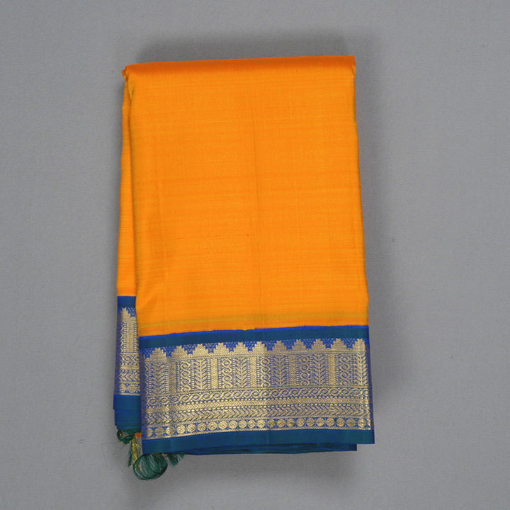 Hayagrivas Handloom Mambazham Orange Kanjivaram Silk Saree with Mayilkazhuthu Border KBF332E6-1