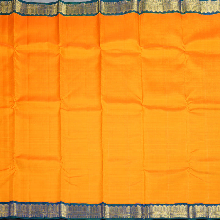 Hayagrivas Handloom Mambazham Orange Kanjivaram Silk Saree with Mayilkazhuthu Border KBF332E6-1