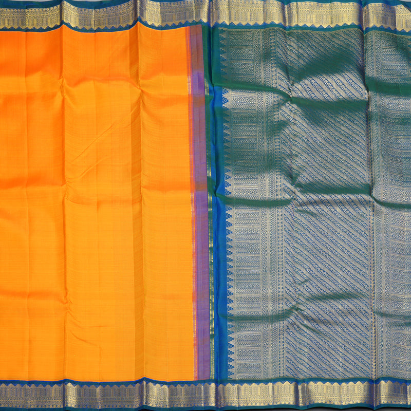 Hayagrivas Handloom Mambazham Orange Kanjivaram Silk Saree with Mayilkazhuthu Border KBF332E6-1