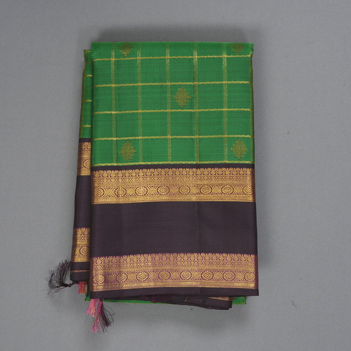 Hayagrivas Handloom Green Kanjivaram Silk Saree with Nagapazham Border KBF332E8-1