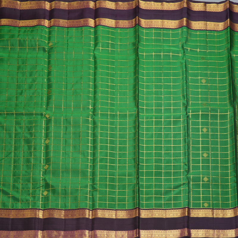 Hayagrivas Handloom Green Kanjivaram Silk Saree with Nagapazham Border KBF332E8-1