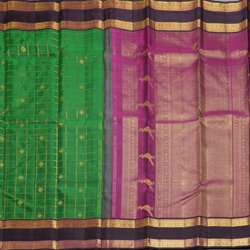 Hayagrivas Handloom Green Kanjivaram Silk Saree with Nagapazham Border KBF332E8-1