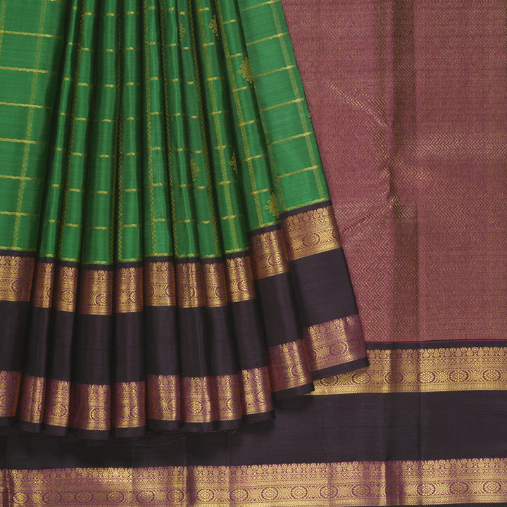 Hayagrivas Handloom Green Kanjivaram Silk Saree with Nagapazham Border KBF332E8-1