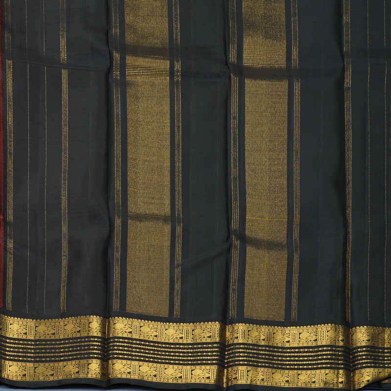 Hayagrivas Handloom Red Kanjivaram Silk Saree with Black Border KBF333E2-1