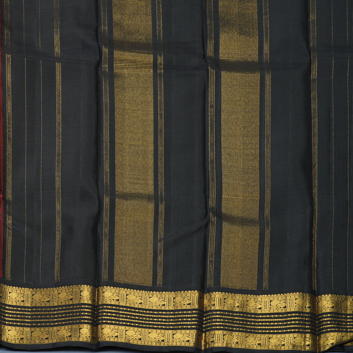 Hayagrivas Handloom Red Kanjivaram Silk Saree with Black Border KBF333E2-1